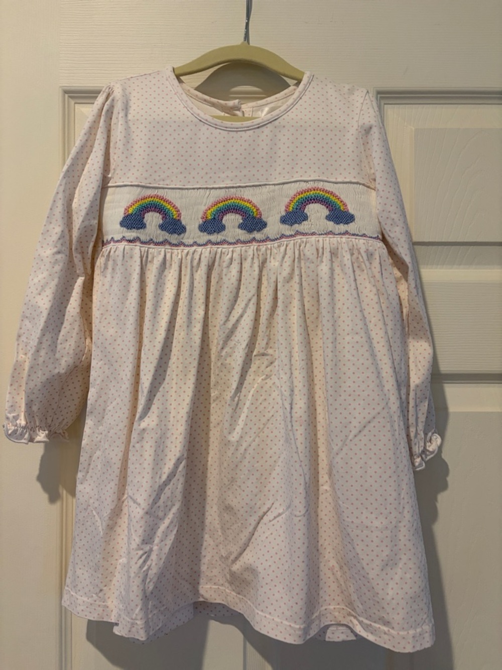 Girls Long-Sleeve Pink Rainbow Smocked Tunic